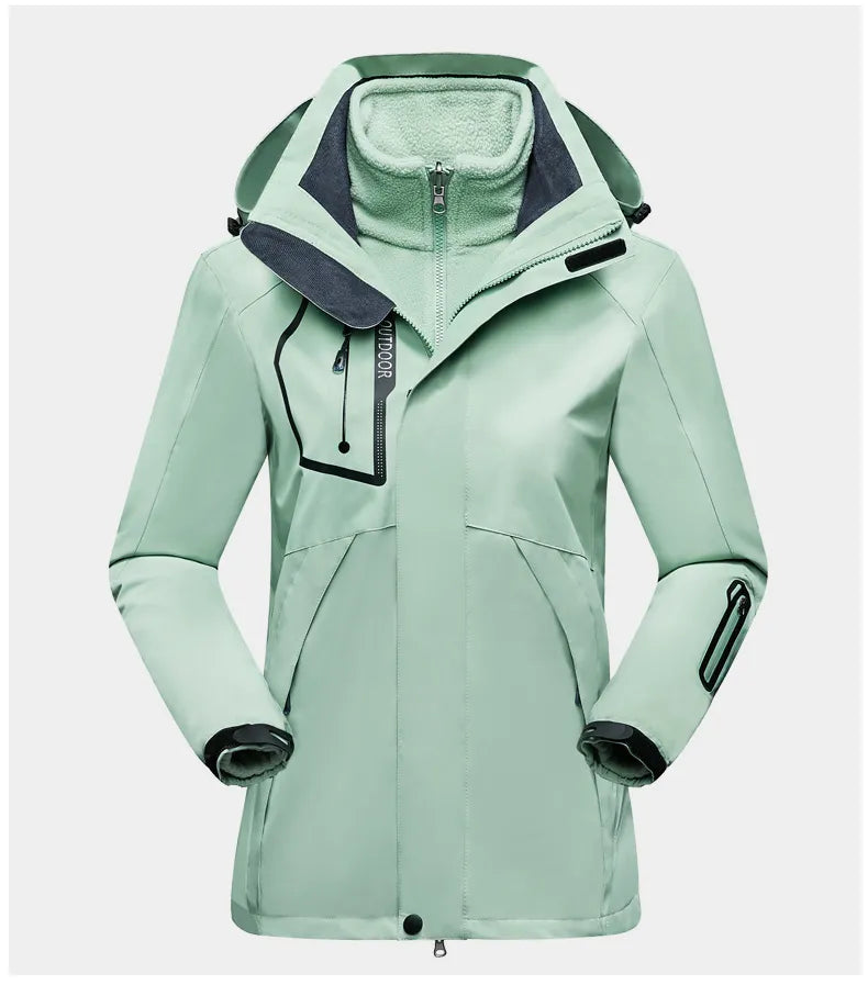 Street-Wave 3-In-1 Outdoor Jacket for Women with Fleece Inner Layer and Windproof Waterproof All-Weather Shell