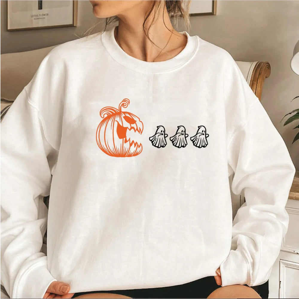 Street Wave Halloween Sweatshirt Cozy Pumpkin Graphic Pullover For Cold Autumn Nights