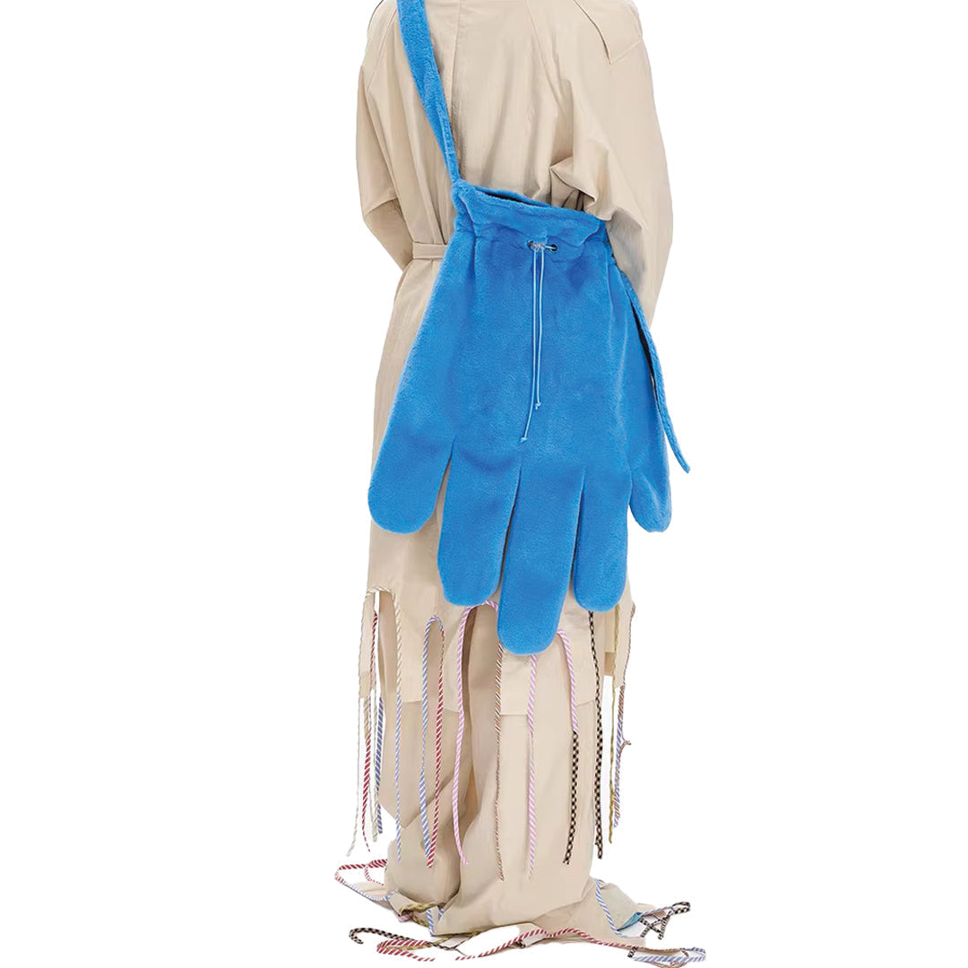 Street-Wave Soft Fleece Glove Crossbody Bag - Faux Sherpa Laptop Carrier With Playful Silhouette