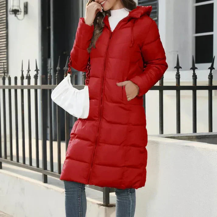 Street-Wave Womens Puffer Coat With Hood Pockets For Winter Warmth And Comfort Ultra Warm