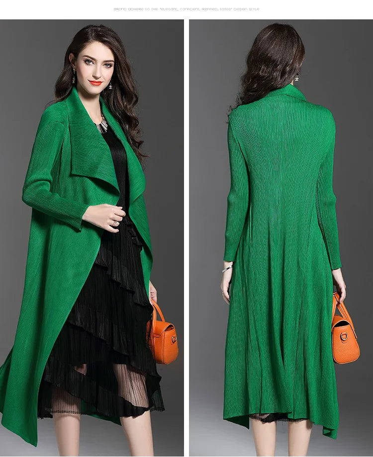 Streetwave Blue Long Coat For Women With Draped Open Front For Socially Confident Style Warm And Elegant