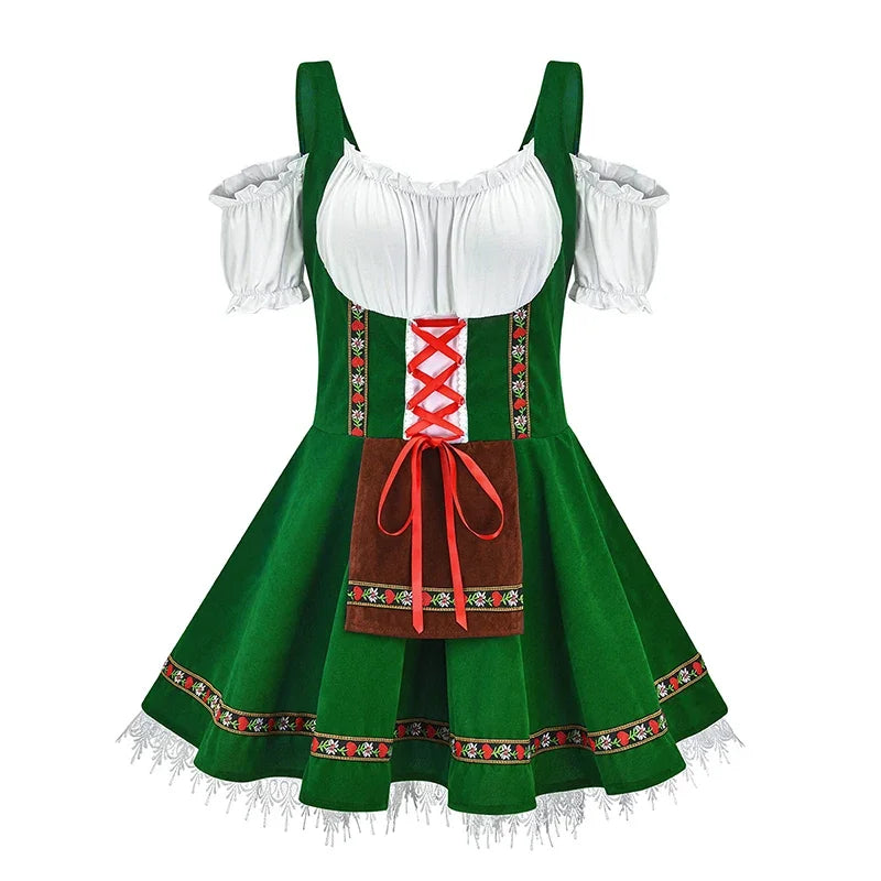 Dirndl Dress For Women Street-Wave Lace-Up Bodice Puff Sleeve Festival Ready