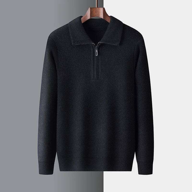 Nordisk Flair Men's Regular Fit Soft Knit Sweater With Short Zip And Flat Collar