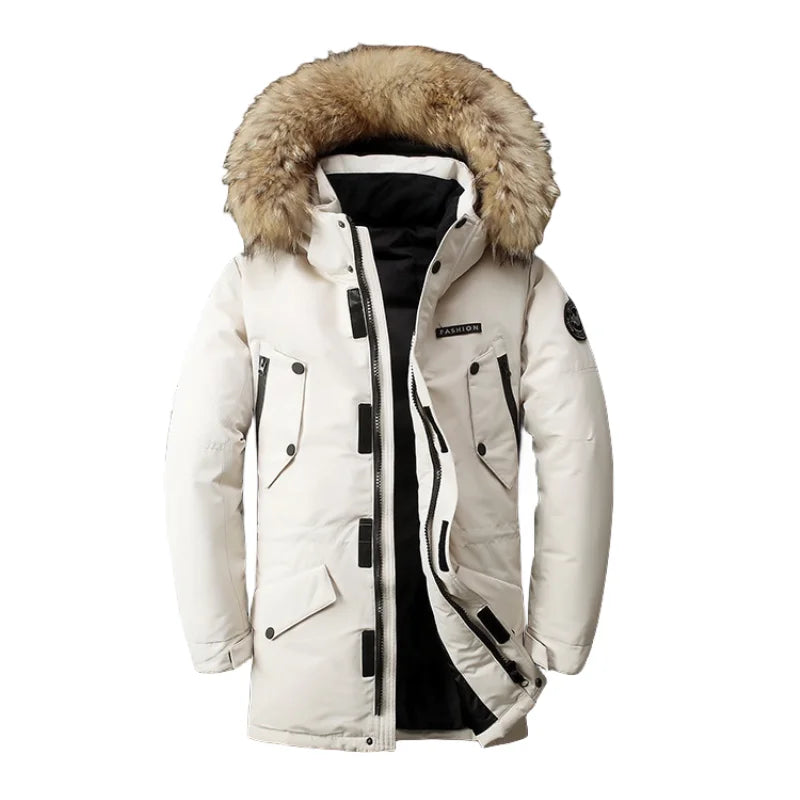 Street-Wave Men Winter Jacket With Fur Hood Puffer Style For Cold Weather Comfort Warm
