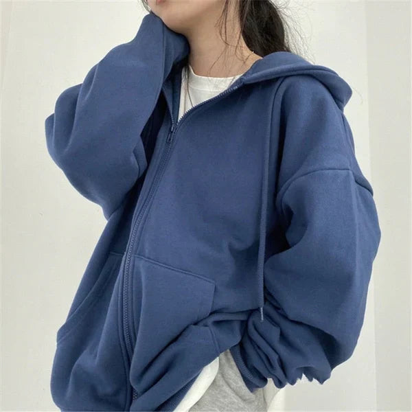 Street-wave Oversized Hoodie Jacket With Hooded Zip Front Durable Streetwear For Unisex