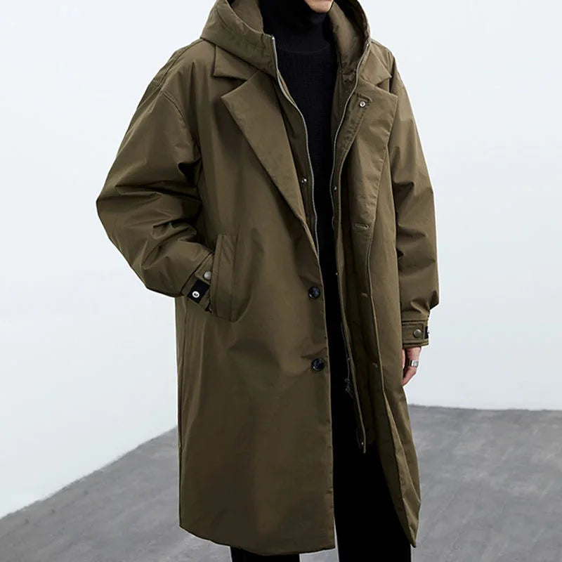 Street-wave Long Mens Coat Elegant Warm Overcoat For Winter Wardrobe With Classic Comfort And Modern Fit