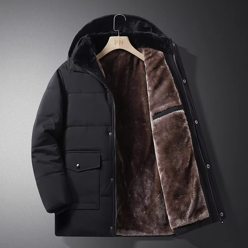 Street-Wave Men's Thick Fleece Winter Parka Jacket With Hood Insulated Quilted Liner For Cold Weather Warmth And Style