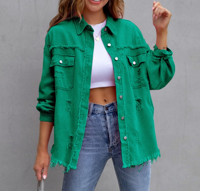 Pink Distressed Denim Jacket Lucie By Streetwave For Fashion Forward Women Who Value Everyday Versatility