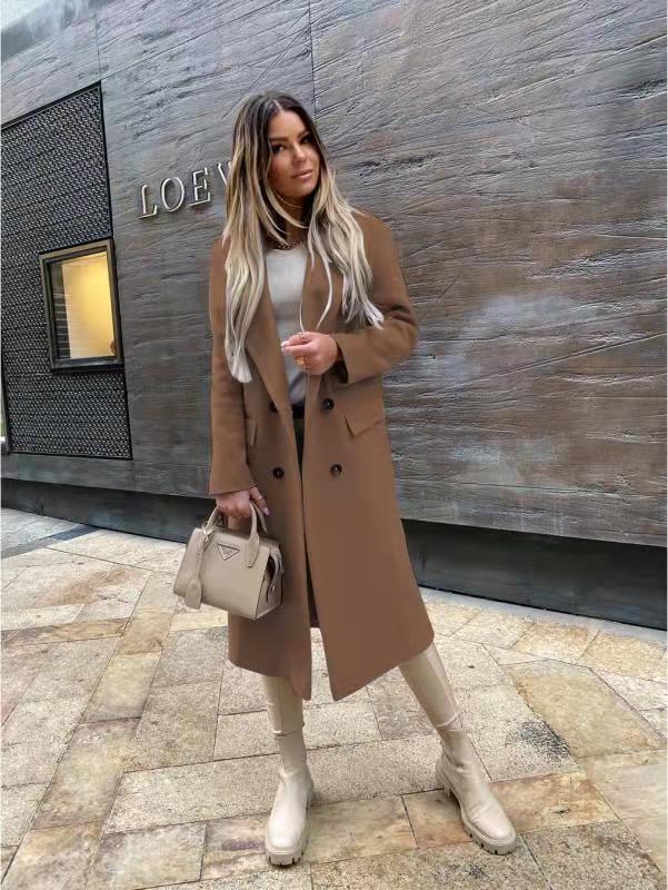 Street-Wave Wool Coat With Button Closure For Women Winter Classic Retro Style Timeless Elegance