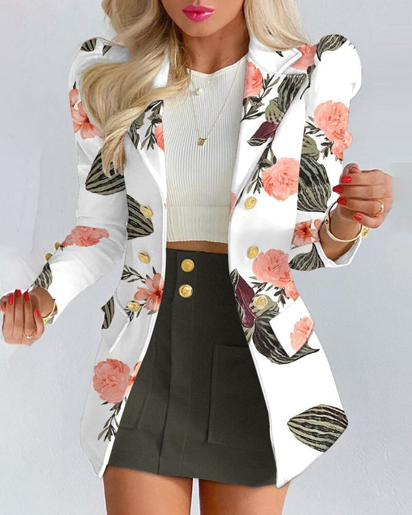 Street-Wave Bella Floral Blazer Skirt Co-ord Set Women