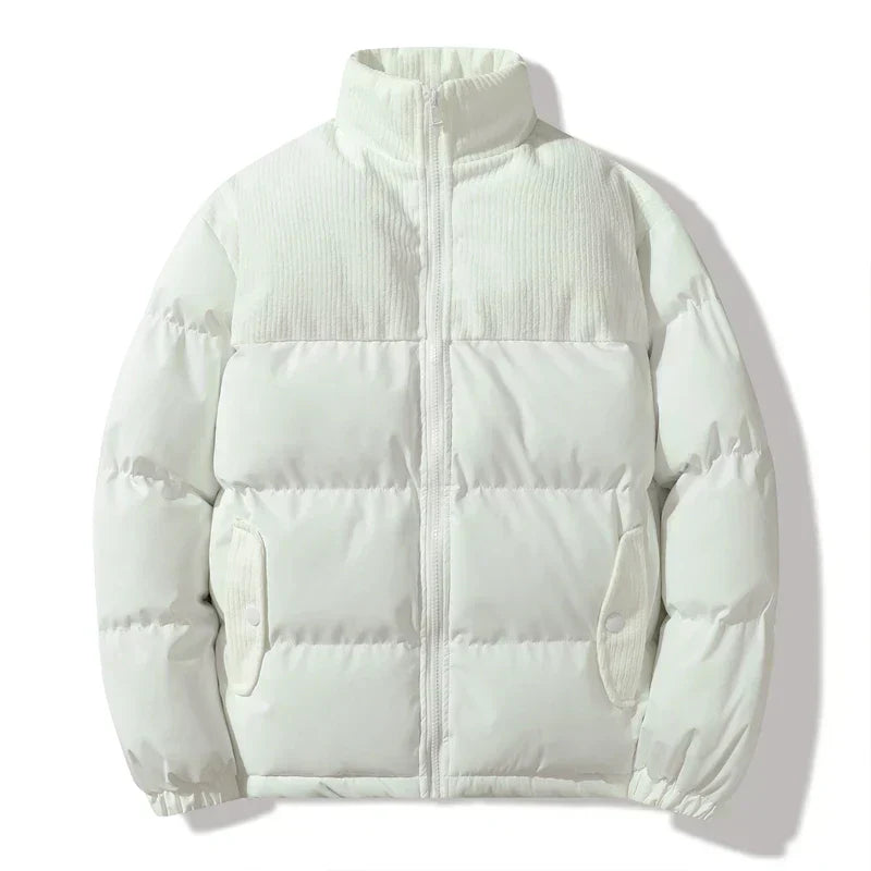 Street-Wave Puffer Jacket With Cord Details For Men Cozy Quilted Warmth And Modern Style