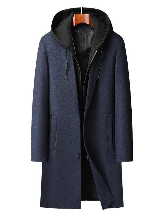 Street-wave Mens Coat With Removable Hood All-Weather Urban Style Versatile Outerwear