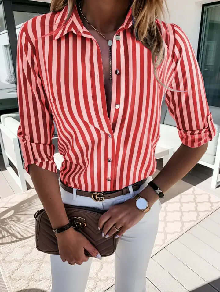 Street Wave Nautical Striped Blouse for Women Ultra Comfortable Easy Care Durable
