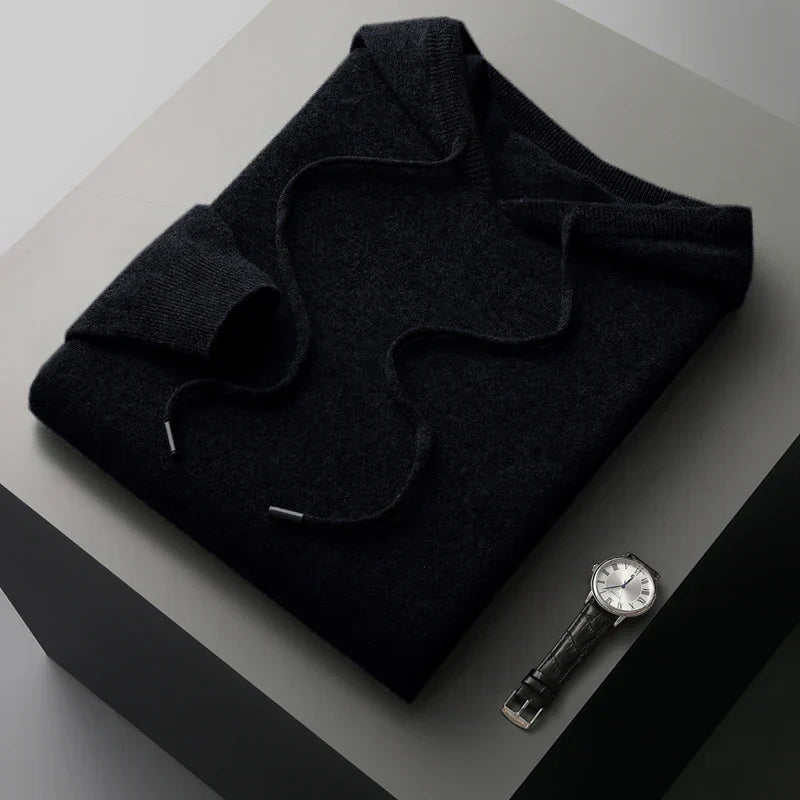 Street-Wave 100 Percent Merino Wool Hoodie for Men Sustainably Sourced Minimalist Lightweight Warmth