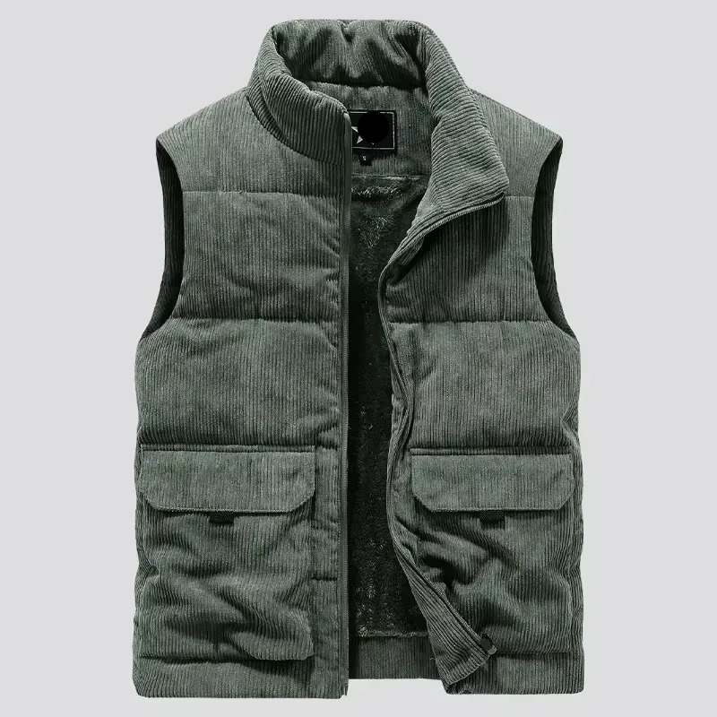 Street-Wave Men's Winter Wool Blend Padded Vest Sleeveless Jacket Warm Insulation Plus Size Up To 6XL