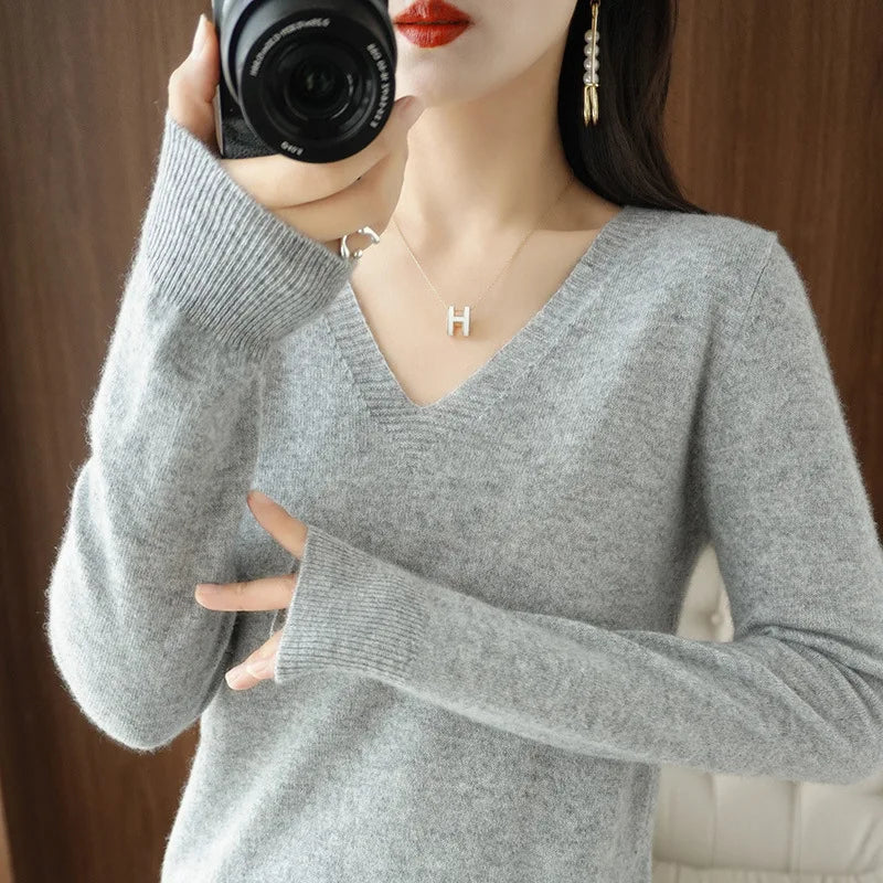 Streetwave V Neck Pullover For Women Cozy Knit Sweater Lightweight Warmth For Everyday Layering