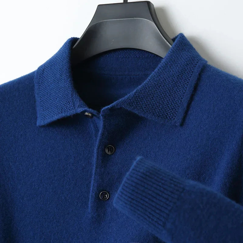 Street-Wave TrueWool 100 Percent Merino Polo Shirt Lightweight Breathable Classic Collar For Men Loose Fit