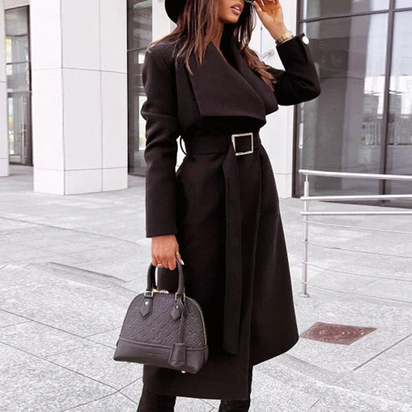 Streetwave Elegant Wool Coat With Belt For Women Timeless Style And Cozy Warmth Everyday