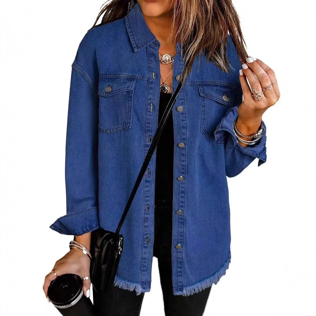 Street Wave Sophia Denim Shirt Jacket Unisex Layering