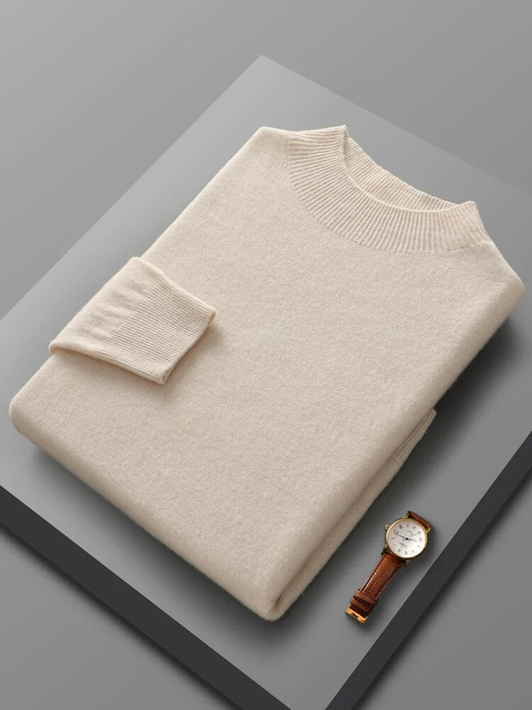 Street-Wave Joshua Ribbed Crewneck Sweater For Men Solid Long Sleeve Smart Casual Knitwear