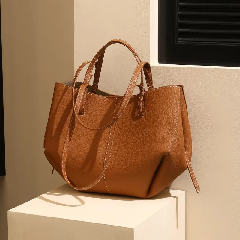 Street-Wave Premium Cow Leather Large Capacity Shoulder Tote Bag For Women - Elegant Style Meets Everyday Function