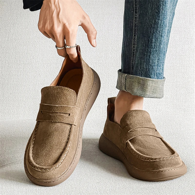 UrbanStep Leather Loafers for Men, Breathable Suede Upper, Comfort Fit, Non Slip Sole