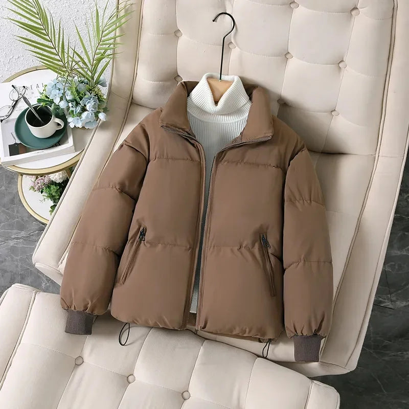 Streetwave Winter Puffer Coat With Stand Collar For Women Cozy Warmth And Everyday Style