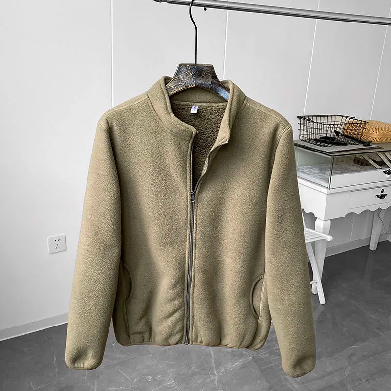 Street Wave Fleece Jacket Water Resistant Stand Collar For Outdoor Enthusiasts Unisex