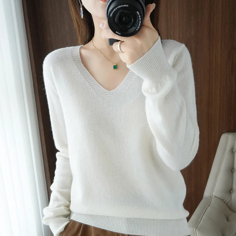 Streetwave V Neck Pullover For Women Cozy Knit Sweater Lightweight Warmth For Everyday Layering