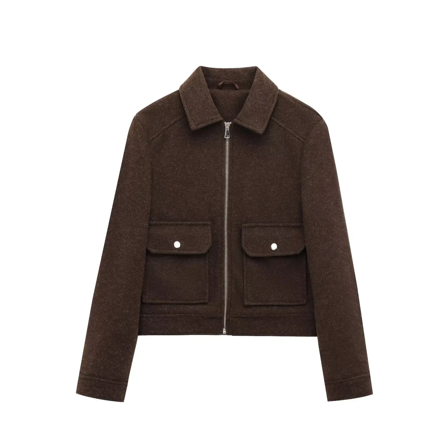 Street Wave Womens Wool Bomber Jacket Zippered Warmth Style