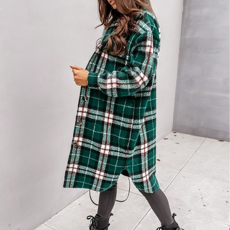 Street Wave Plaid Coat For Women Timeless Chic With Cozy Comfort And Functional Pockets