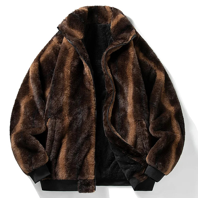 Street Wave Luciano Plush Shearling Jacket For Men Luxury Warm Coat With Cozy Lining