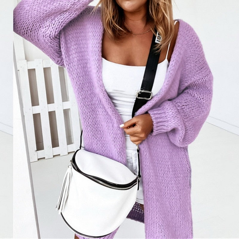 Street-wave Womens Cardigan Cozy Oversized Knit For Stylish Women Everyday Casual Chic