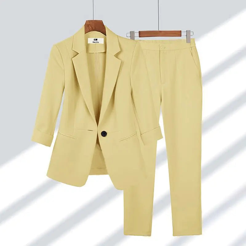Street-wave Premium Women's Two-Piece Suit With Jacket And Pants Elegant Tailored Fit For Professionals