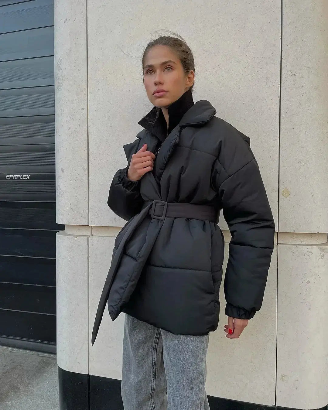 Streetwave Sanna Belted Puffer Jacket For Women Warm Cozy Winter Outerwear With Belt