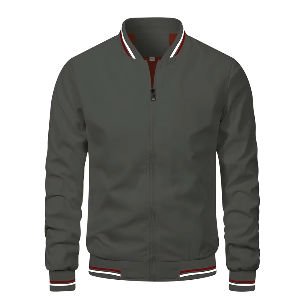 Mens Slim Fit Burgundy Bomber Jacket Lightweight Baseball Style For All Seasons Street-Wave
