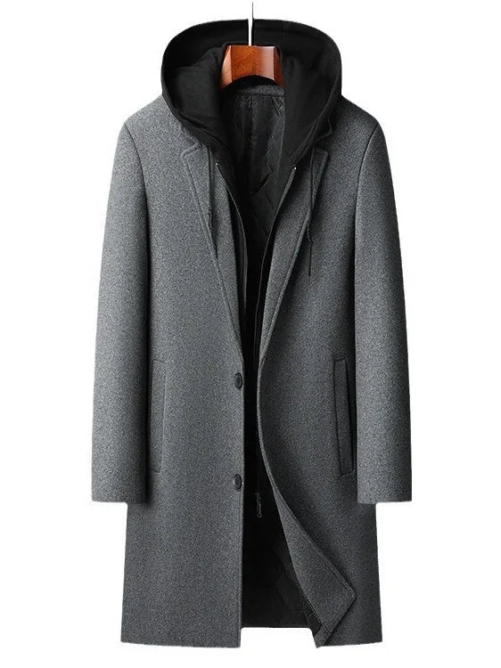 Street-wave Mens Coat With Removable Hood All-Weather Urban Style Versatile Outerwear