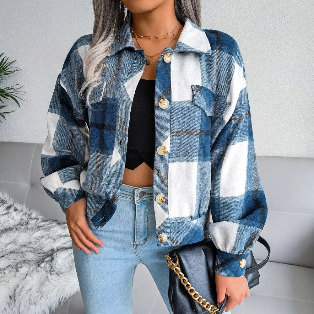 Street-Wave Striped Wool Coat For Women Warm Cozy Comfort With Classic Plaid Look