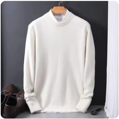 Street-Wave Classic Cashmere O-Neck Navy Men's Sweater Knit Pullover for Soft Warmth and Refined Comfort