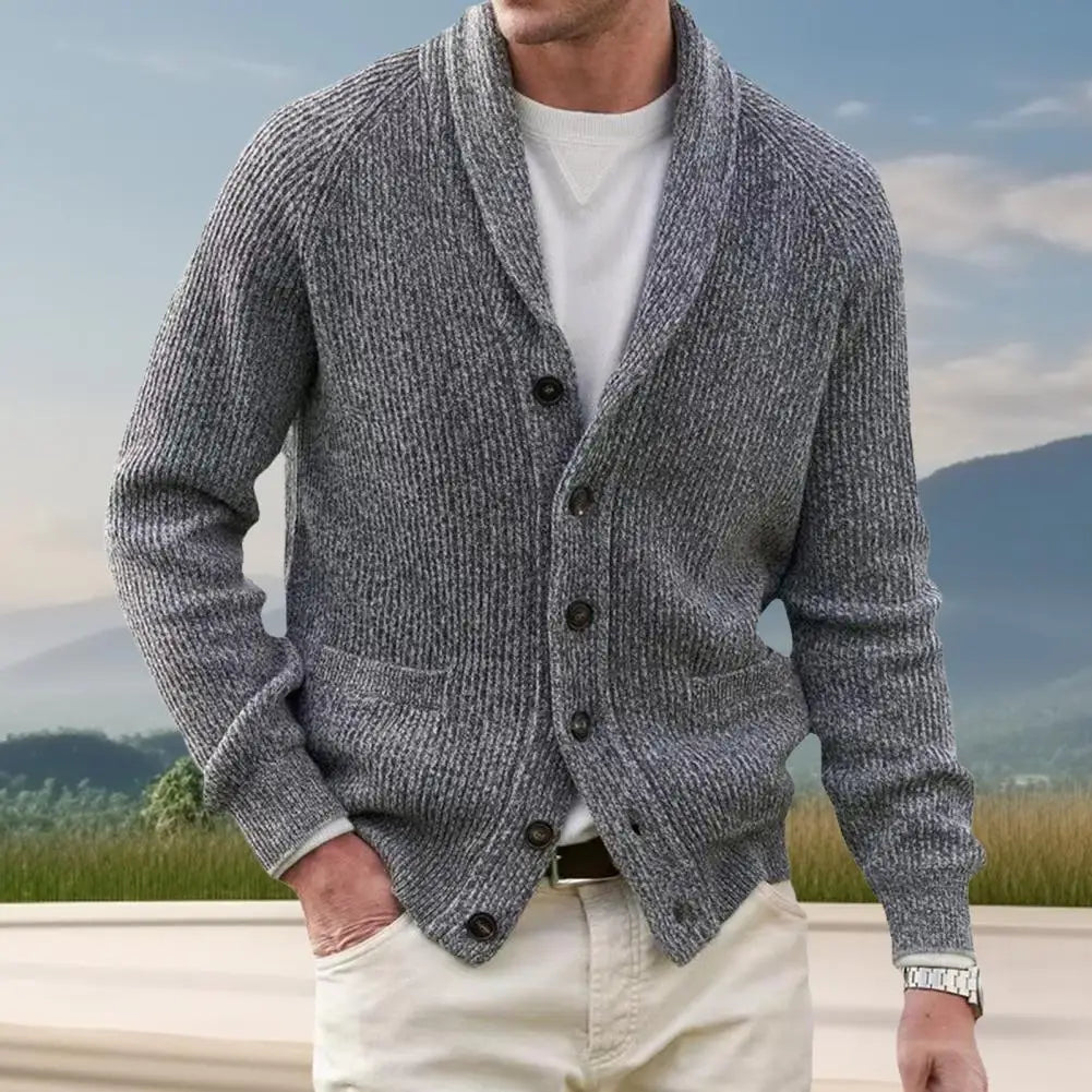 Street-Wave Men Cardigan Wool Blend Button Up Cozy Classic Knit Everyday Wear Versatile Comfort