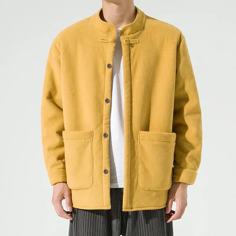Streetwave Lightweight Corduroy Jacket For Men With Large Front Pockets And Fleece Lining