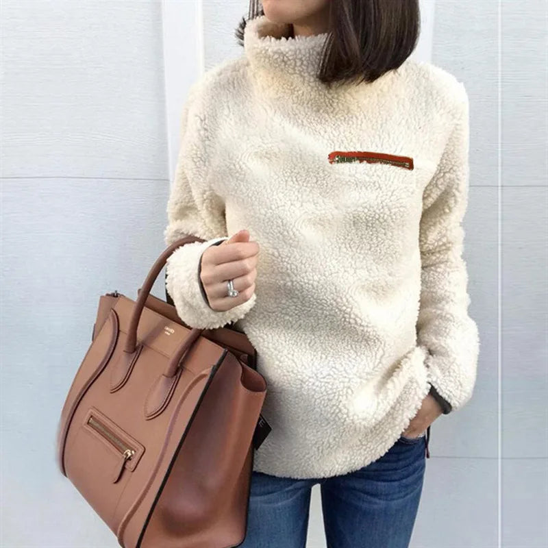 Street-wave Silvija Women's Cozy Fleece Winter Pullover For Elegant Versatile Comfort And Warmth