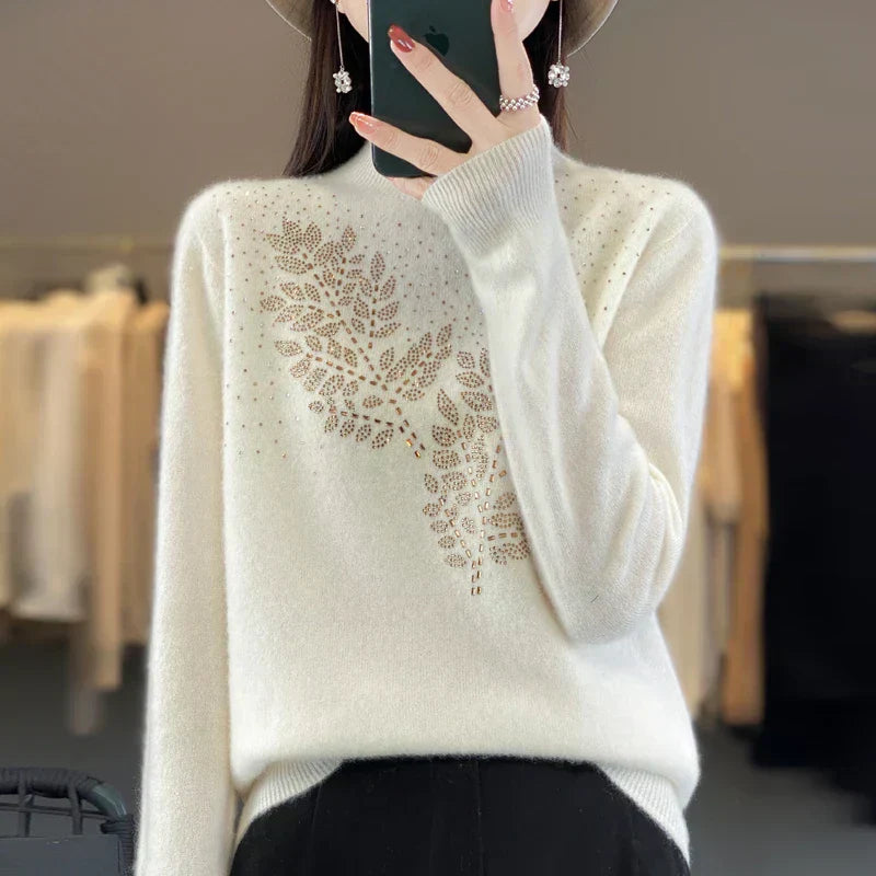 Women's Embellished Sweater with Decorative Accents and Versatile Style