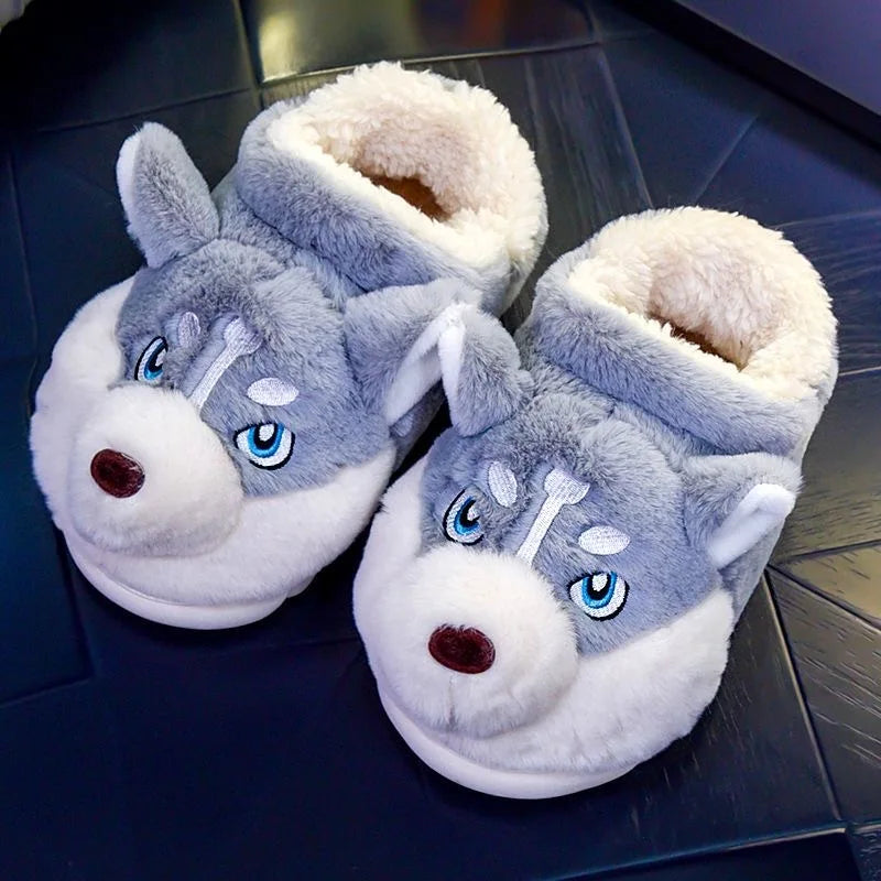 Street Wave Soft Plush Husky Slippers For Women Cozy Warm Home Comfort Indoor Wear