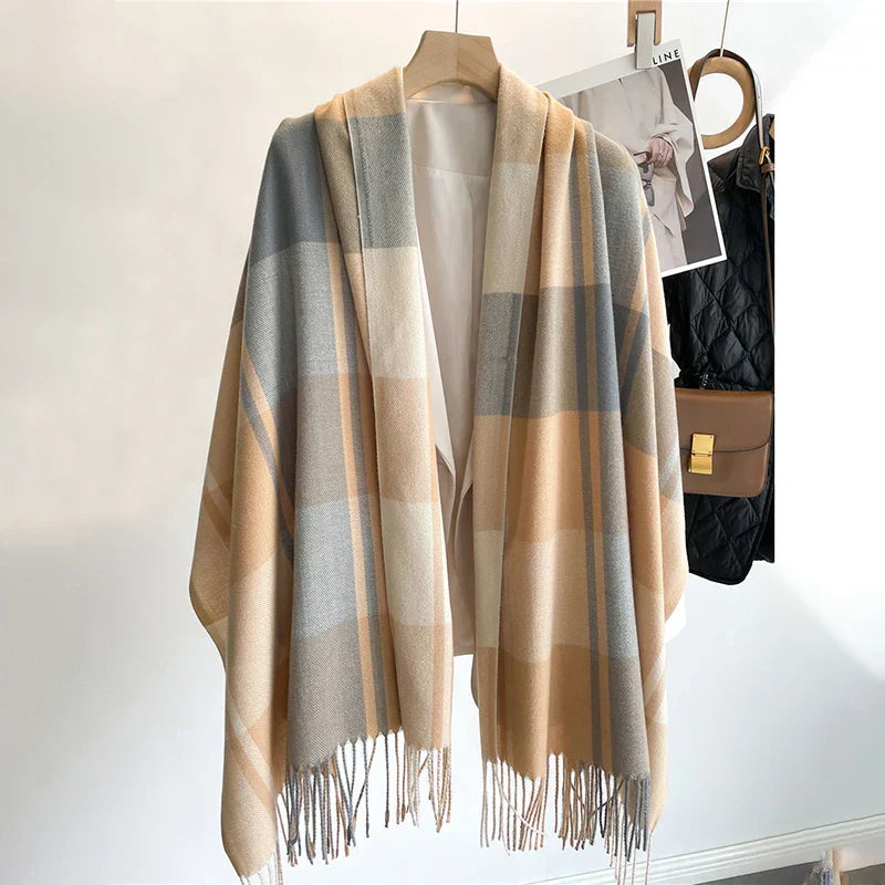 Ginevra Fringed Check Scarf | Full-Length Scarf