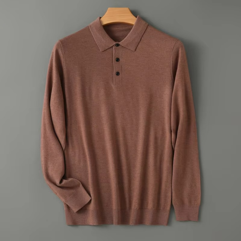 Men's Merino Wool Polo Collar Sweater Pullover For Cold Weather Warmth And Refined Everyday Comfort