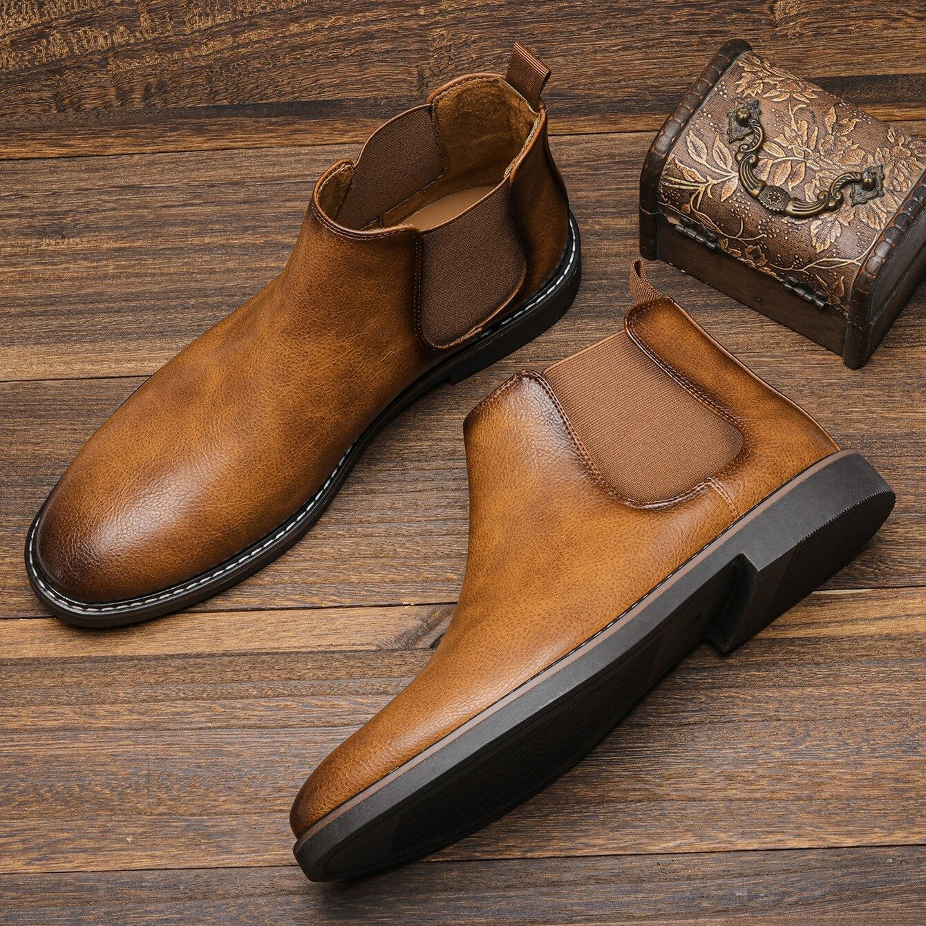 Streetwave Mens Leather Chelsea Boots Elegant Comfort Versatile For Office Or Casual Wear All Day