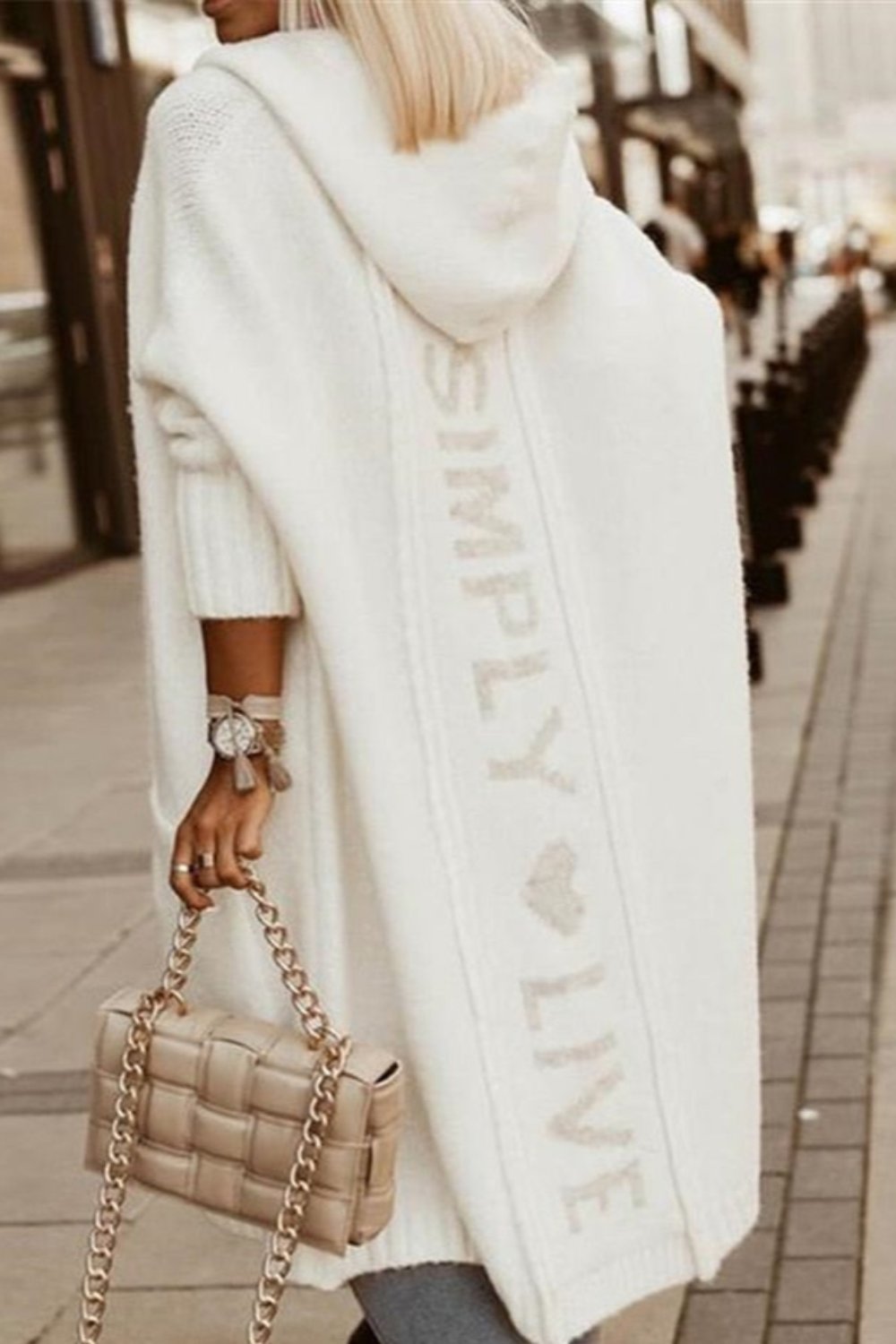 Street-Wave Hooded Knit Coat For Women Warm Long Winter Cardigan With Soft Comfort