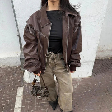 Streetwave Leather Jacket For Women Red Classic Fit Durable Day To Night Outerwear