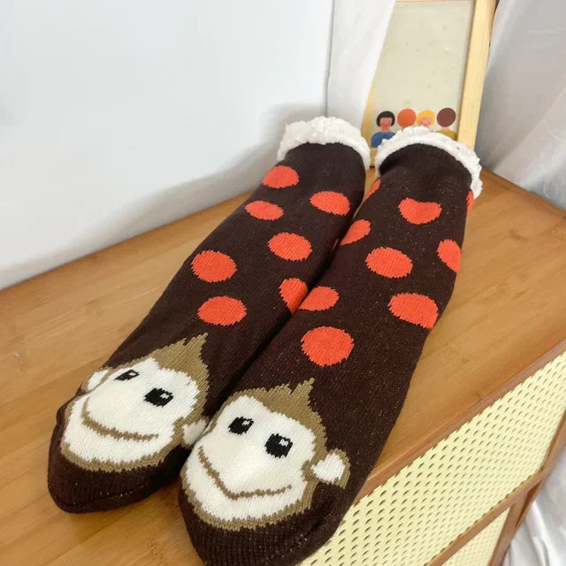 Street-wave Christmas Socks For Kids Warm Cozy Festive Santa Design With Plush Cuff
